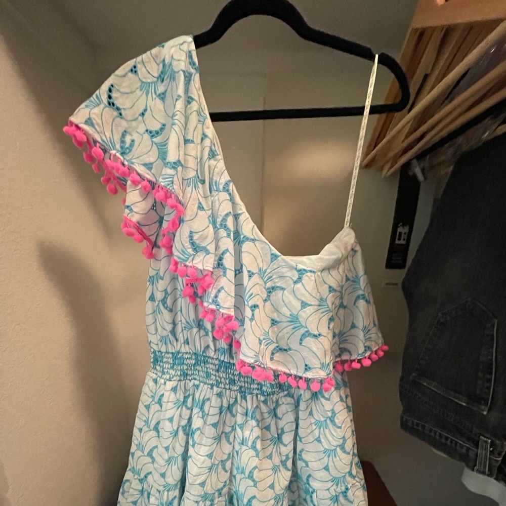 Lilly Pulitzer Addilyn Dress in Bermuda Blue Tropical Swirl Eyelet